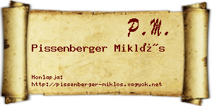 Pissenberger Miklós névjegykártya